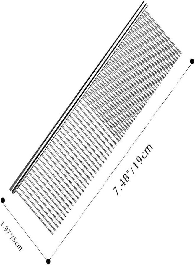 ERITIN Professional Dog Comb - Big Size 19 Cm Rounded Teeth Stainless Steel, Flat Comb for All Breeds & Pets - Image 2